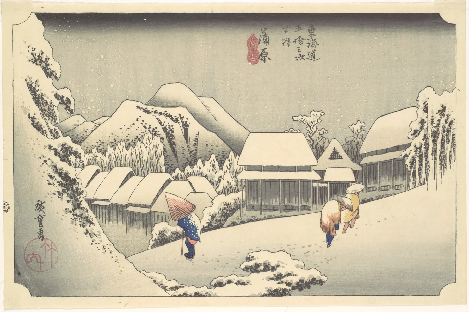 Utagawa Hiroshige, Evening Snow at Kanbara